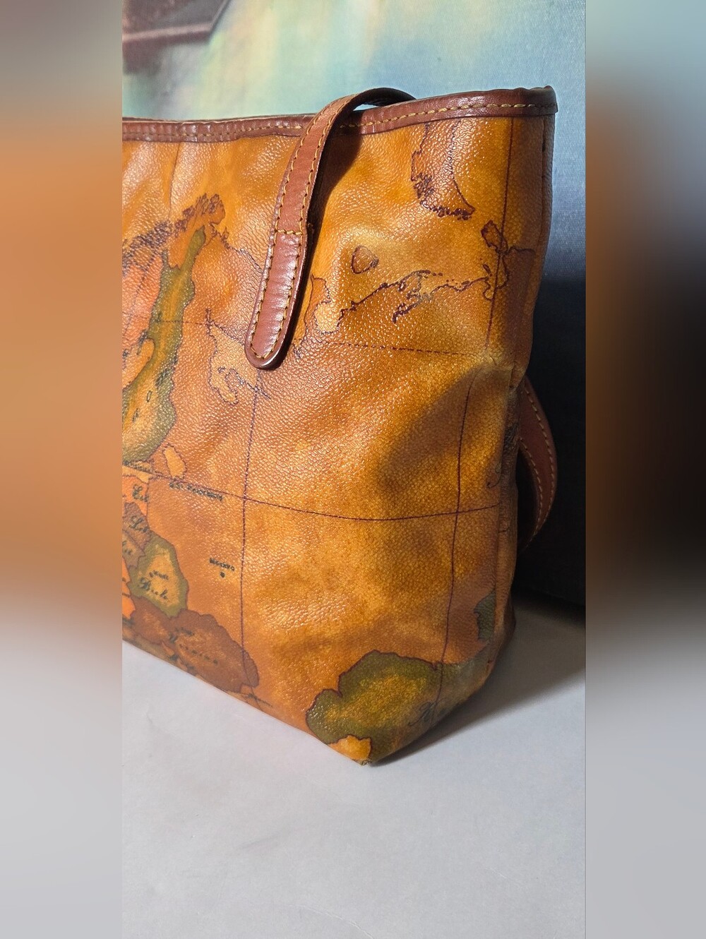 Alviero Martini 1A Classe Map Print Tote EUC - Picture 3 of 16